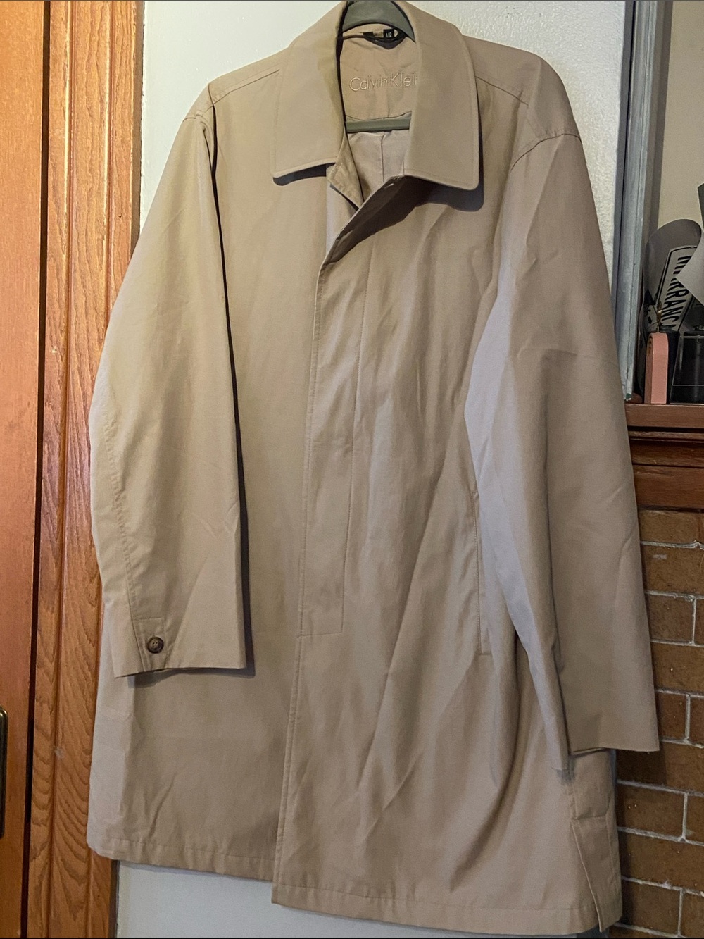 Calvin Klein Beige Trench car rain Coat 44R like new